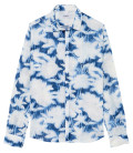 GUSTAVIA - Chemise en lin imprimé fleurs indigo