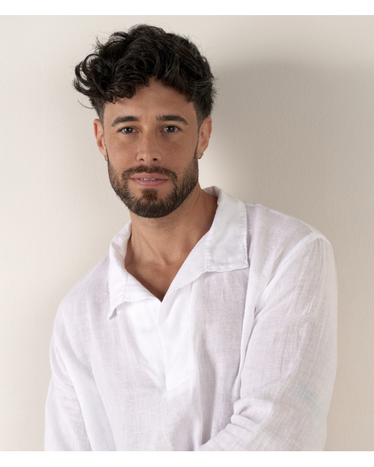 JAVA - Linen sailor collar shirt in white