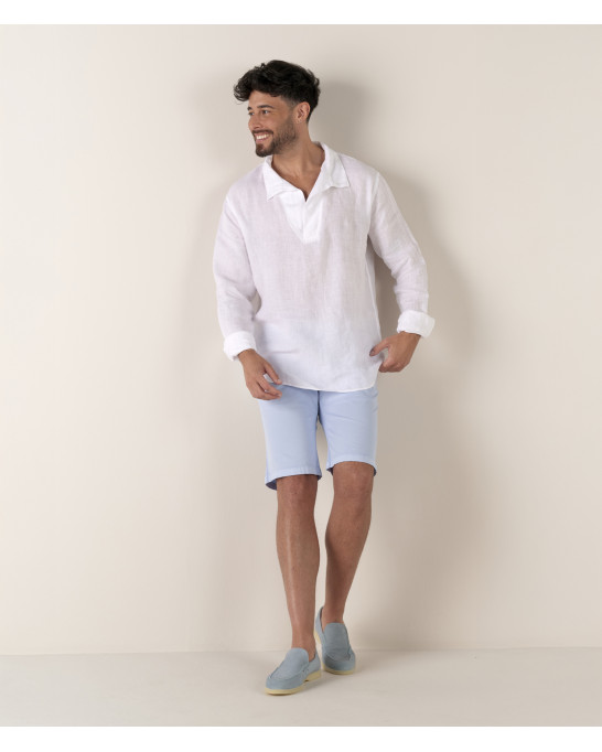 JAVA - Linen sailor collar shirt in white