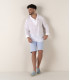 JAVA - Linen sailor collar shirt in white