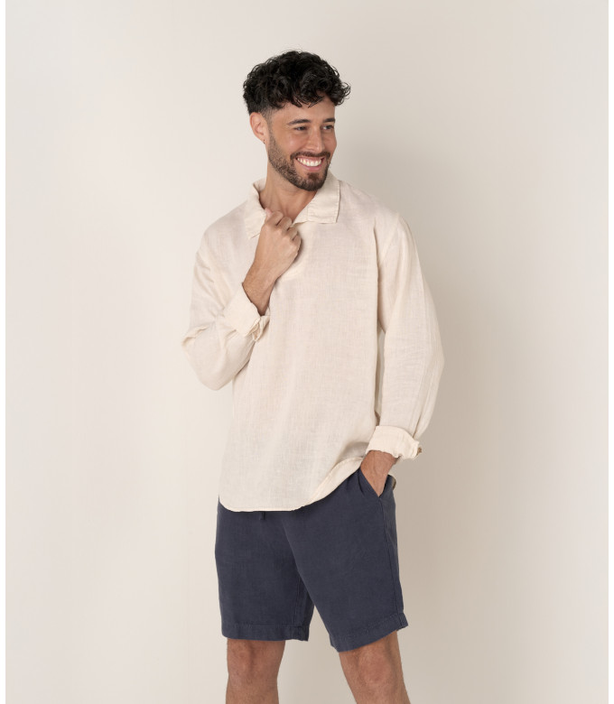 JAVA - Linen sailor collar shirt in beige