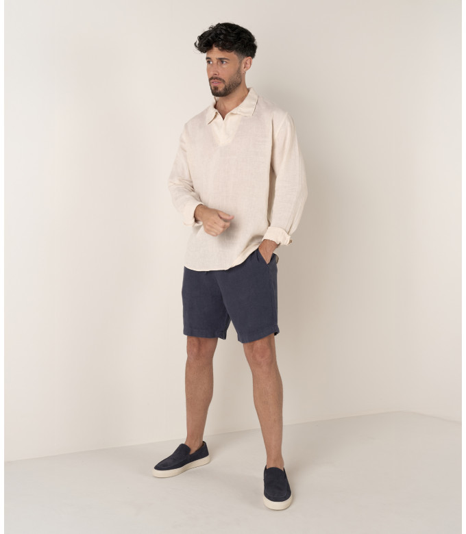 JAVA - Linen sailor collar shirt in beige