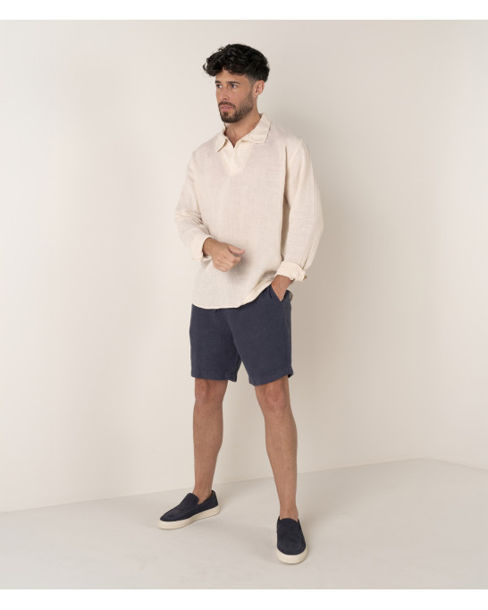 JAVA - Linen sailor collar shirt in beige