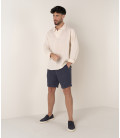 JAVA - Marinière col vareuse en lin beige
