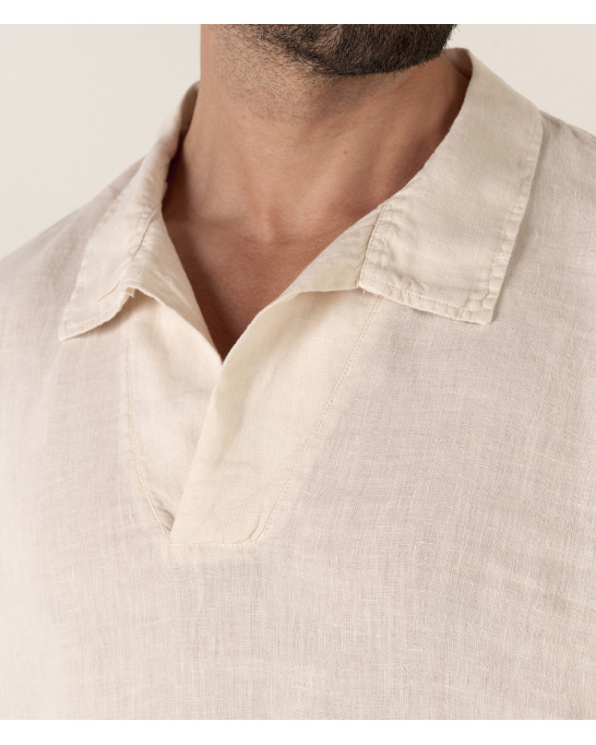 JAVA - Linen sailor collar shirt in beige