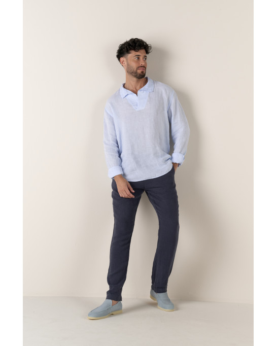 JAVA - Linen sailor collar shirt in sky blue