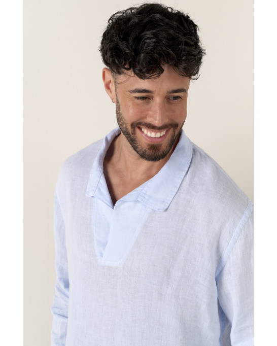 JAVA - Linen sailor collar shirt in sky blue