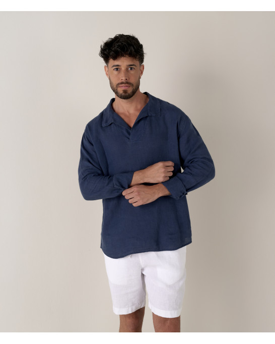 JAVA - Linen sailor collar shirt in navy