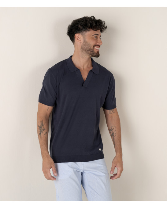 CORY - Polo en maille fine marine