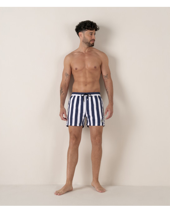 CALIFORNIA - Large stripes print navy swimshorts