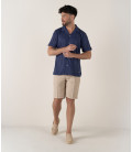 MAUPITI - Chemise manches courtes jersey lin marine