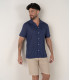 MAUPITI - Chemise manches courtes jersey lin marine