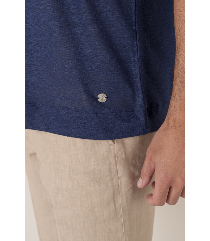 MAUPITI - Chemise manches courtes jersey lin marine