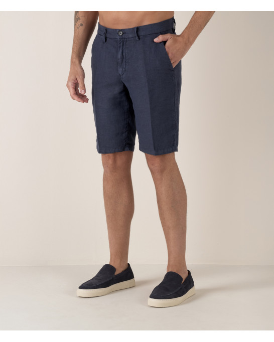 COLORADO - Casual linen bermudas, ink blue