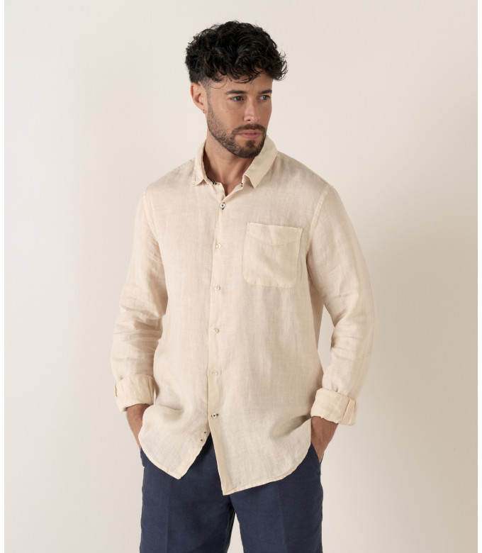 DIVA - Casual linen shirt, camel 