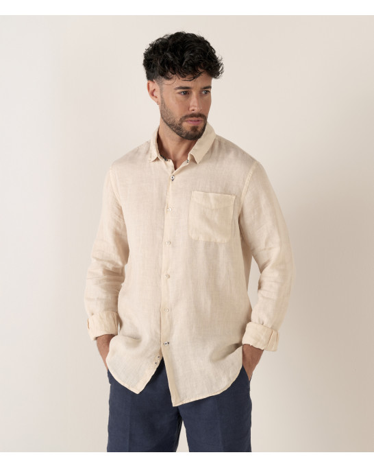 DIVA - Casual linen shirt, camel 