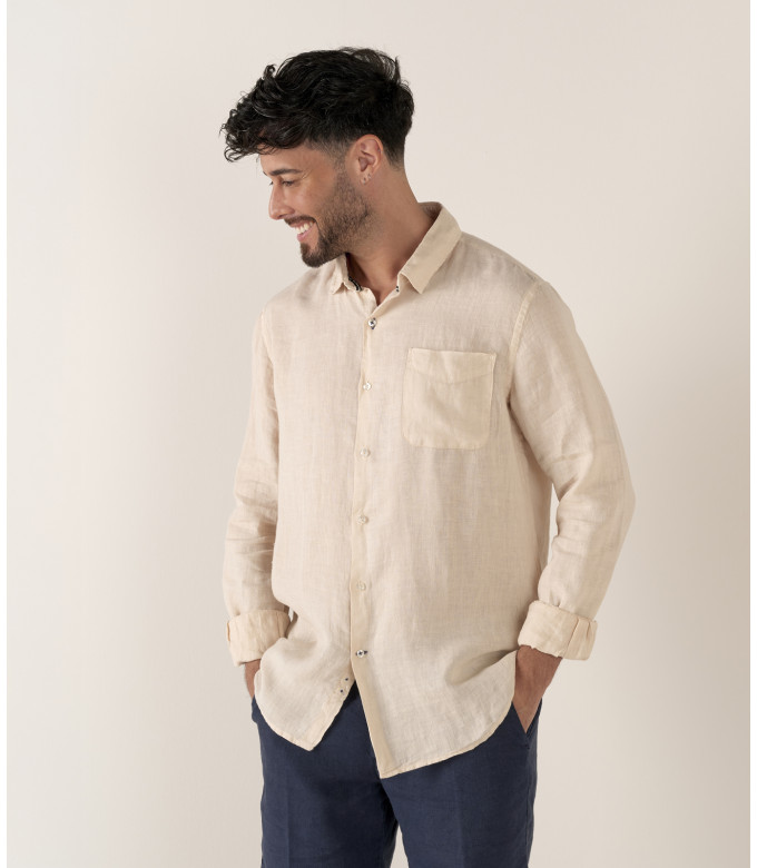 DIVA - Casual linen shirt, camel 