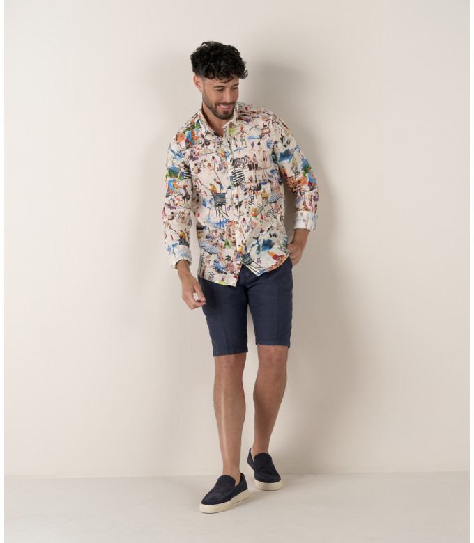 PLAYA - Linen shirt ecru St Tropez print ecru