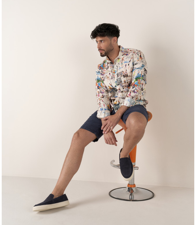 PLAYA - Linen shirt ecru St Tropez print ecru