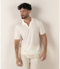 CORY - Polo en maille fine écru
