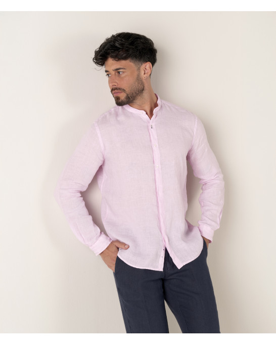 STAN - Camisa de linho com gola Mao, rosa