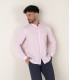 STAN - Camisa de lino con cuello Mao, rosa