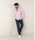 STAN - Camisa de lino con cuello Mao, rosa
