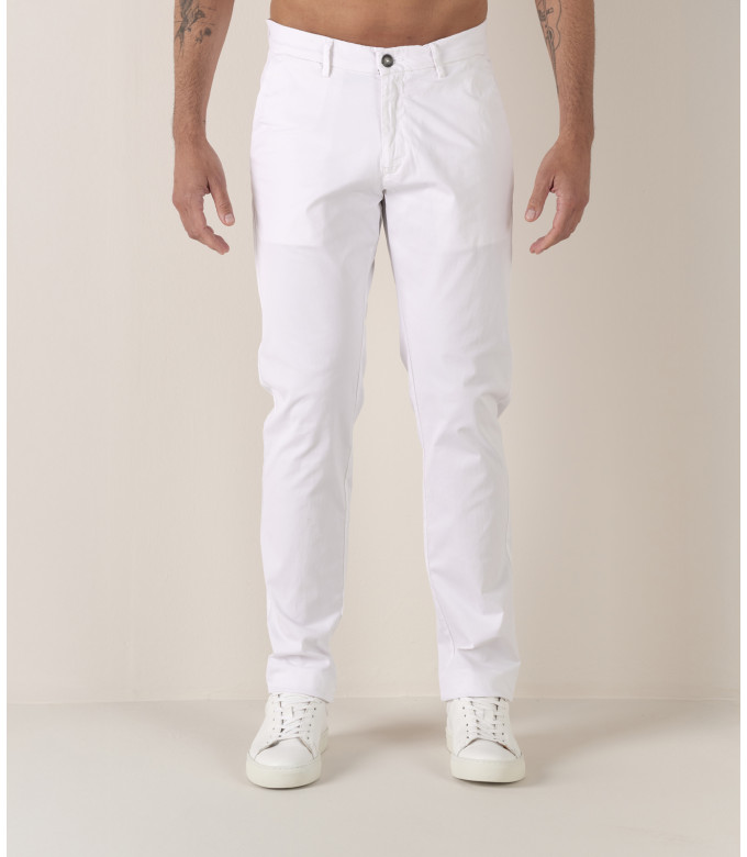 FLASH - Pantalon chino slim, blanc