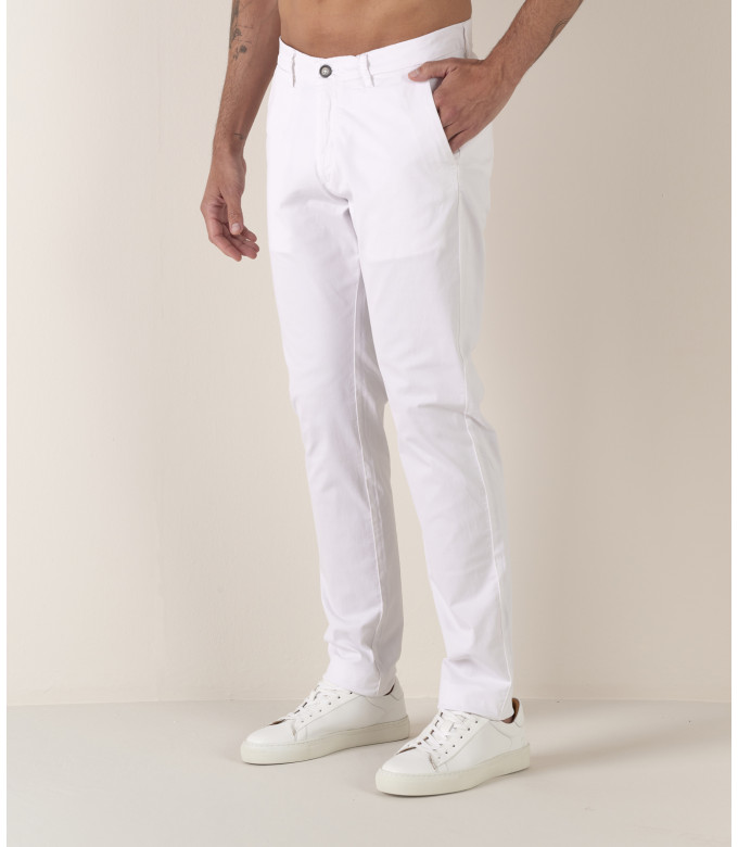 FLASH - Slim fit cotton chinos, white