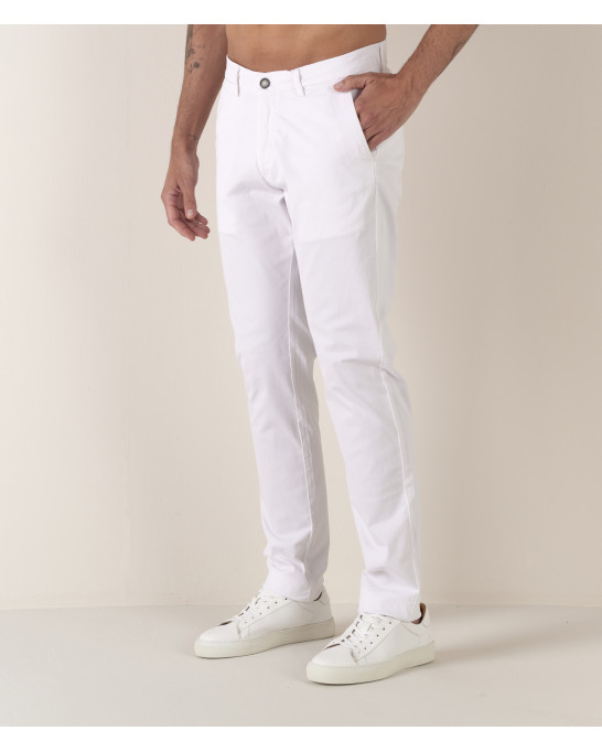 FLASH - Pantalon chino slim, blanc
