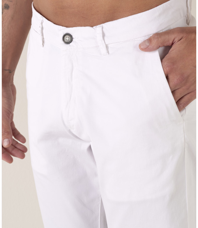 FLASH - Pantalon chino slim, blanc
