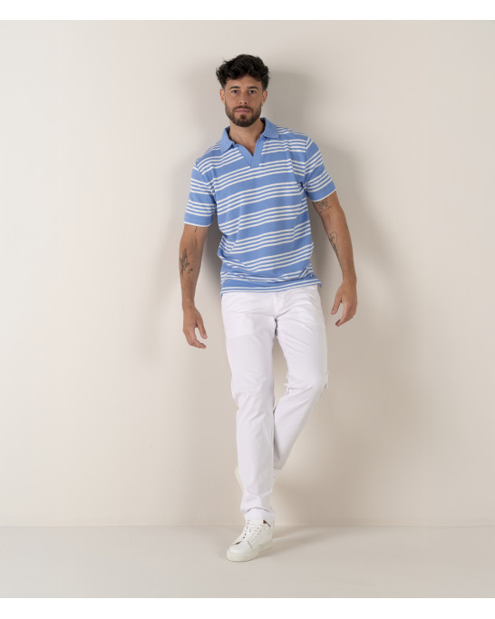 BOLZANO - Two-tone striped ocean polo