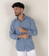 CREW - Chemise en coton bleu chambray