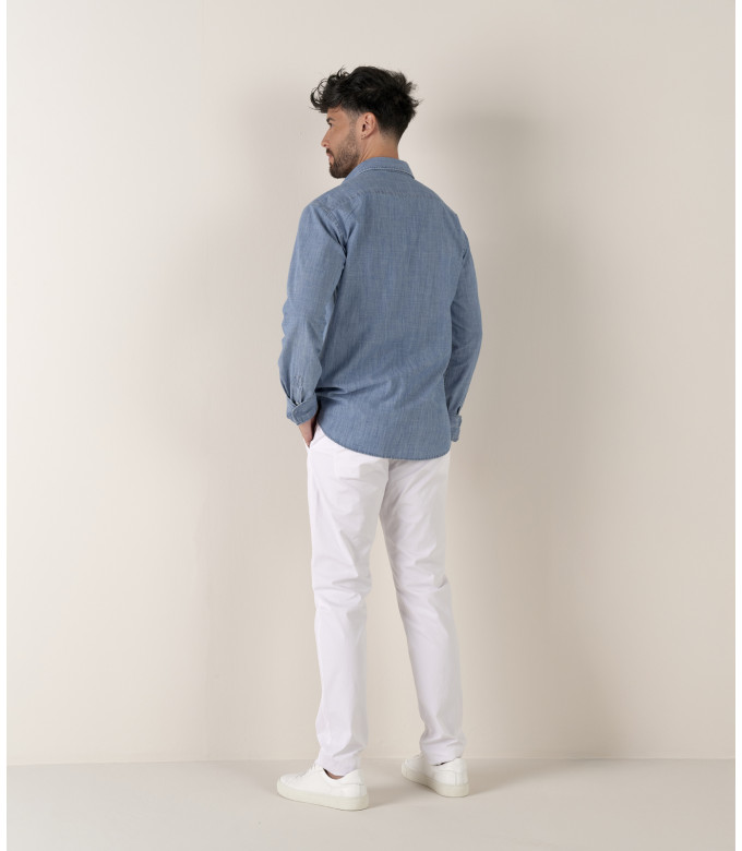 CREW - Cotton shirt in blue chambray