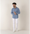 CREW - Chemise en coton bleu chambray