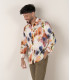 PAMPELONE - Linen shirt with orange flower print