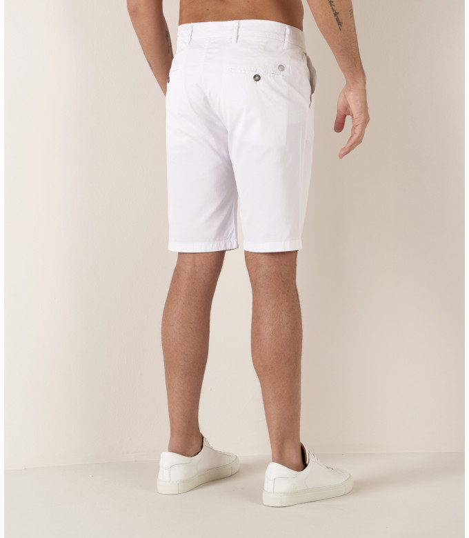 TEXAS - Bermuda chino slim uni, blanc