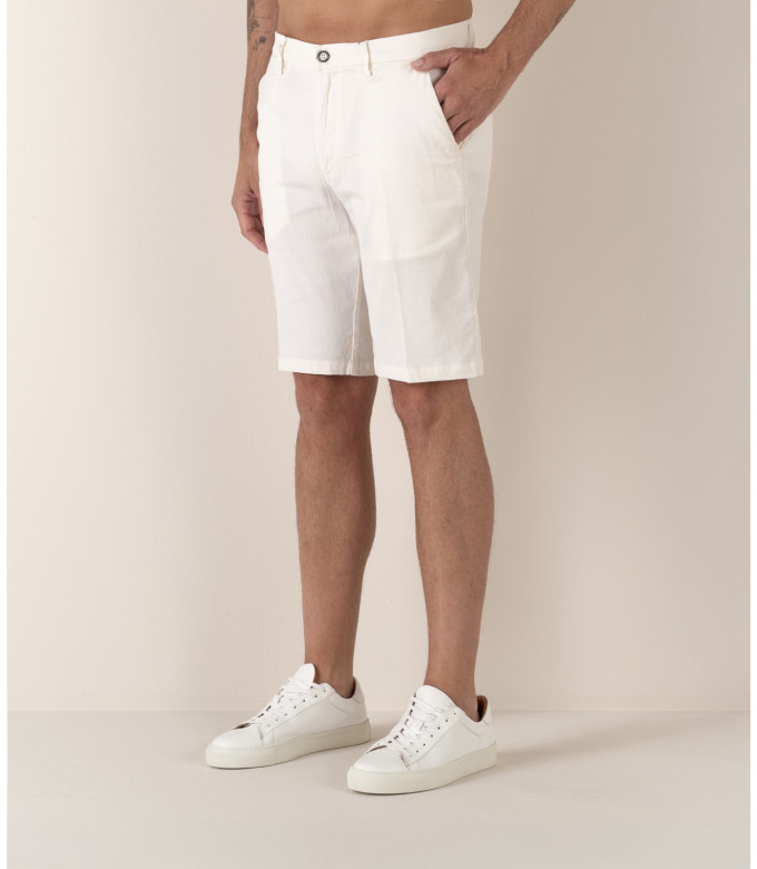 TURNER - Bermuda slim fit lin chiné Blanc