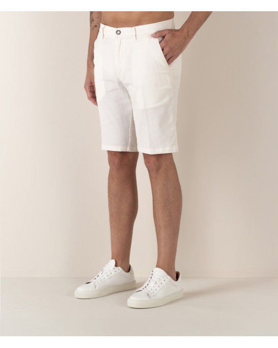TURNER - Bermuda slim fit lin chiné Blanc