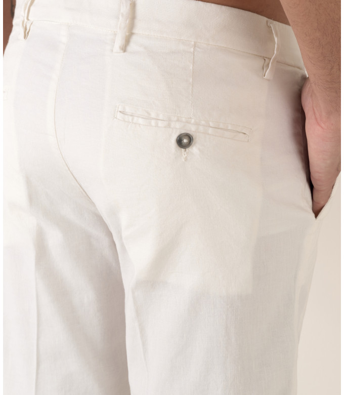 TURNER - Bermuda slim fit lin chiné Blanc