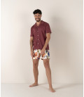 MAUPITI - Short-sleeved shirt in sienna linen jersey