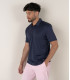 HILLS - Polo jersey coton marine