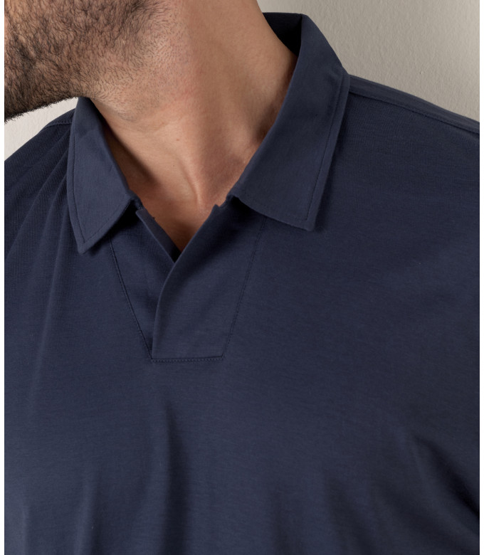 HILLS - Polo jersey coton marine