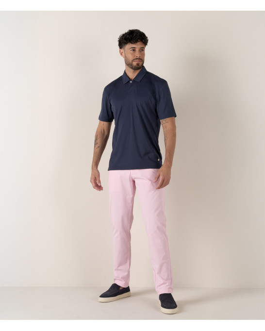 HILLS - Polo jersey coton marine
