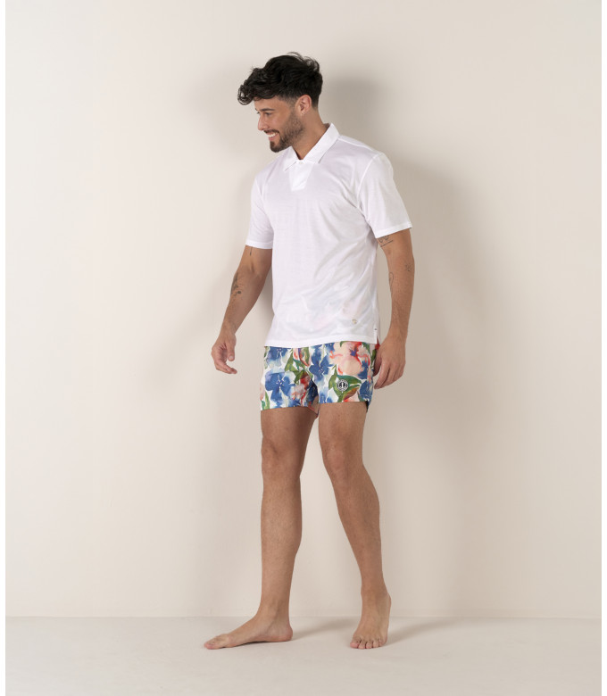 HILLS - White cotton jersey polo