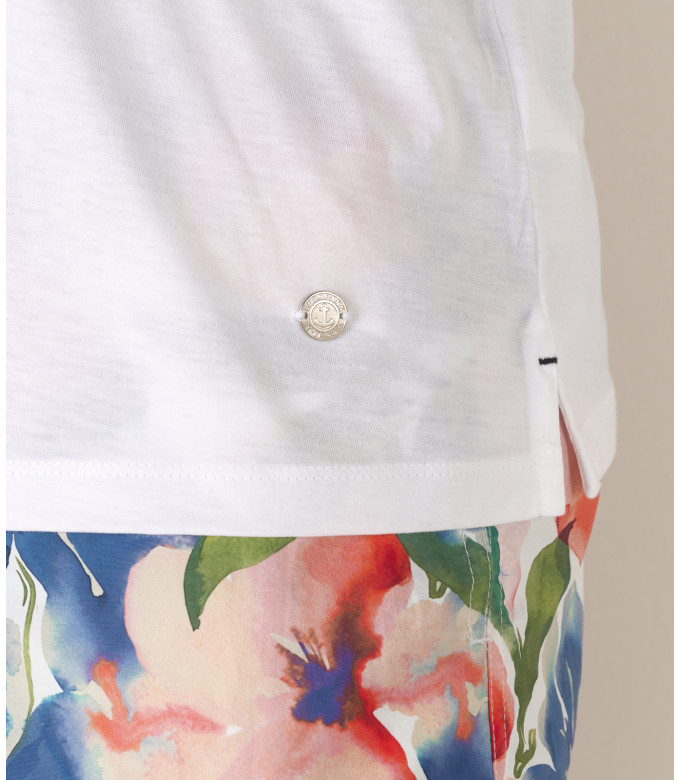 HILLS - White cotton jersey polo