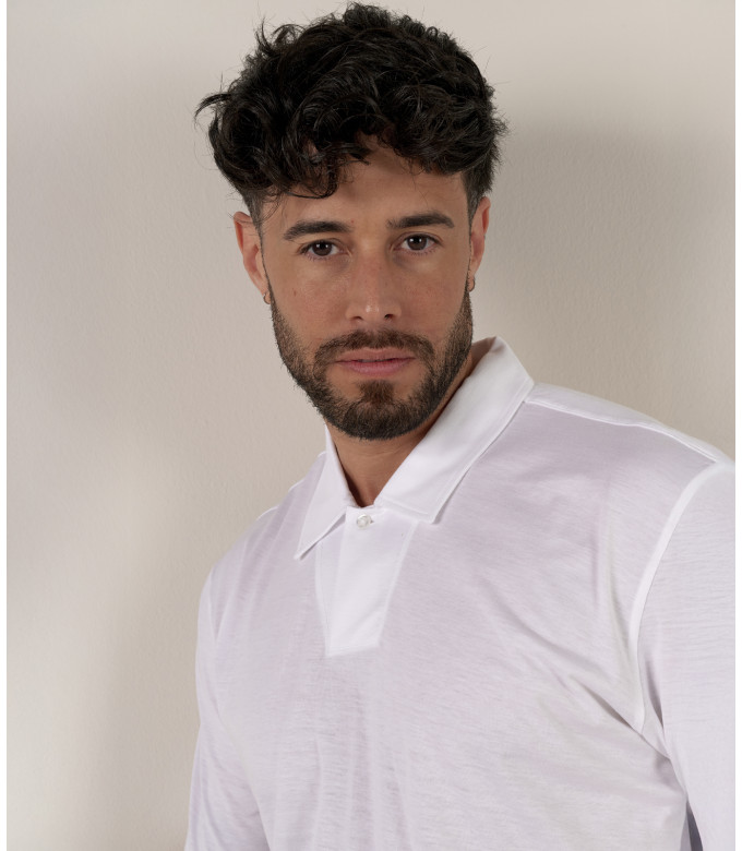 HILLS - White cotton jersey polo