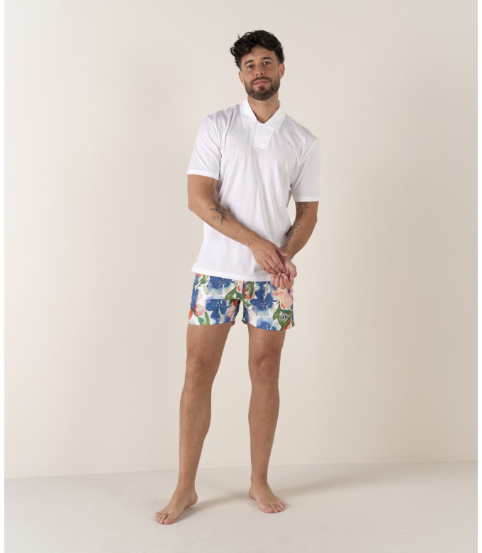 HILLS - White cotton jersey polo