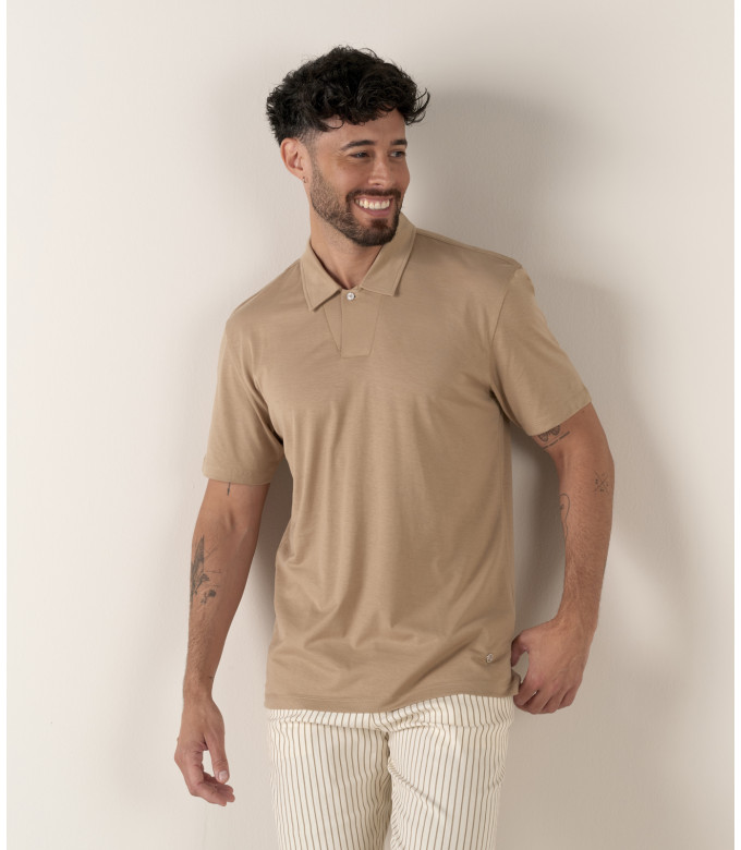 HILLS - Cream cotton jersey polo