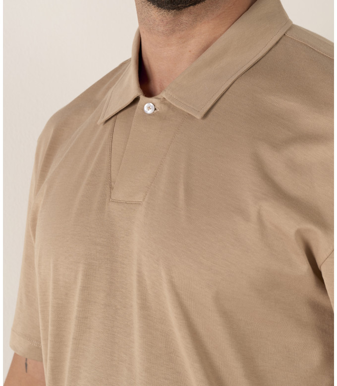 HILLS - Cream cotton jersey polo